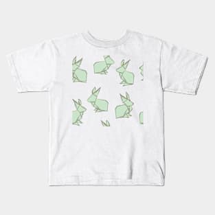 Mint Green Origami Rabbits Kids T-Shirt